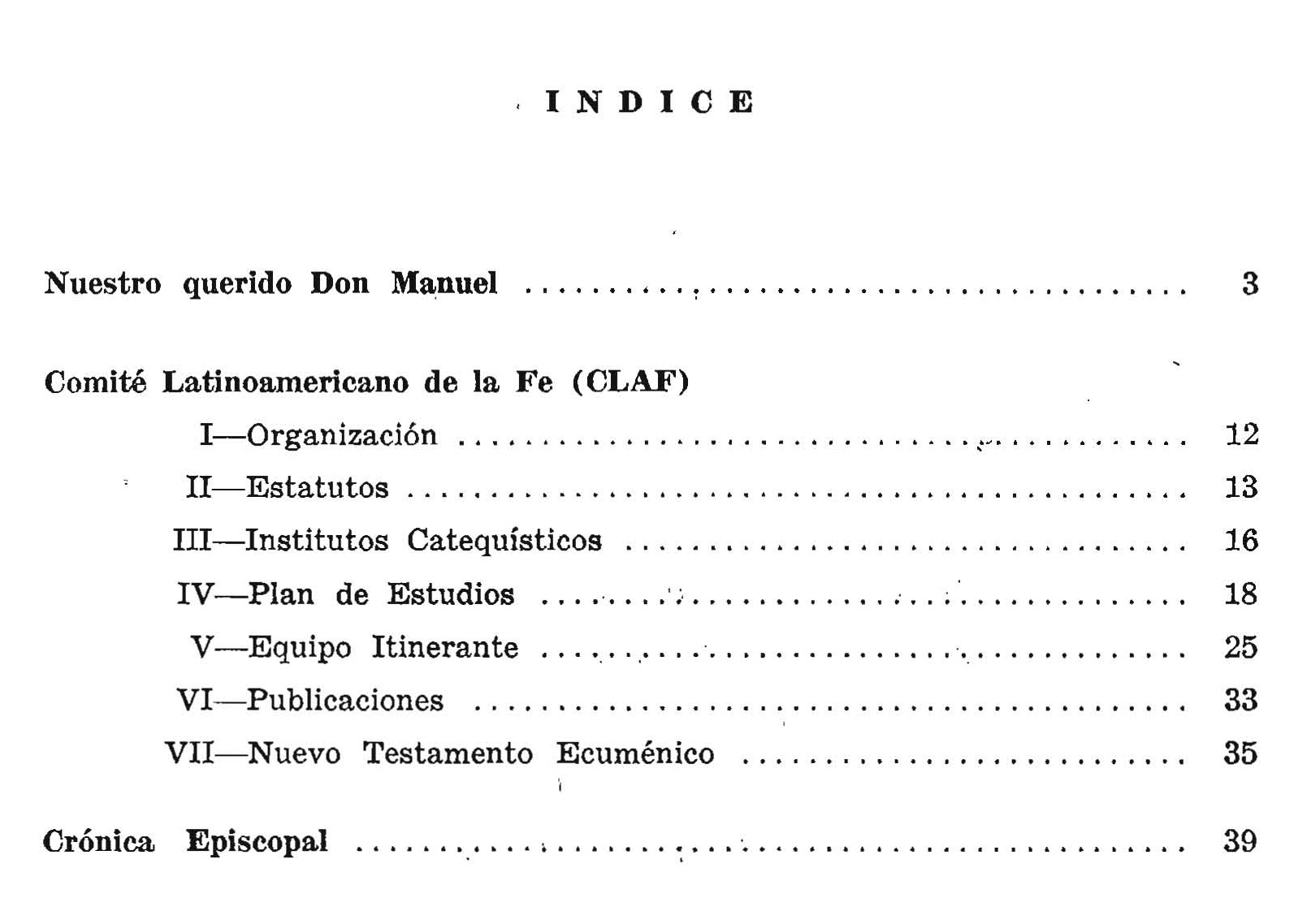 Tabla de Contenido